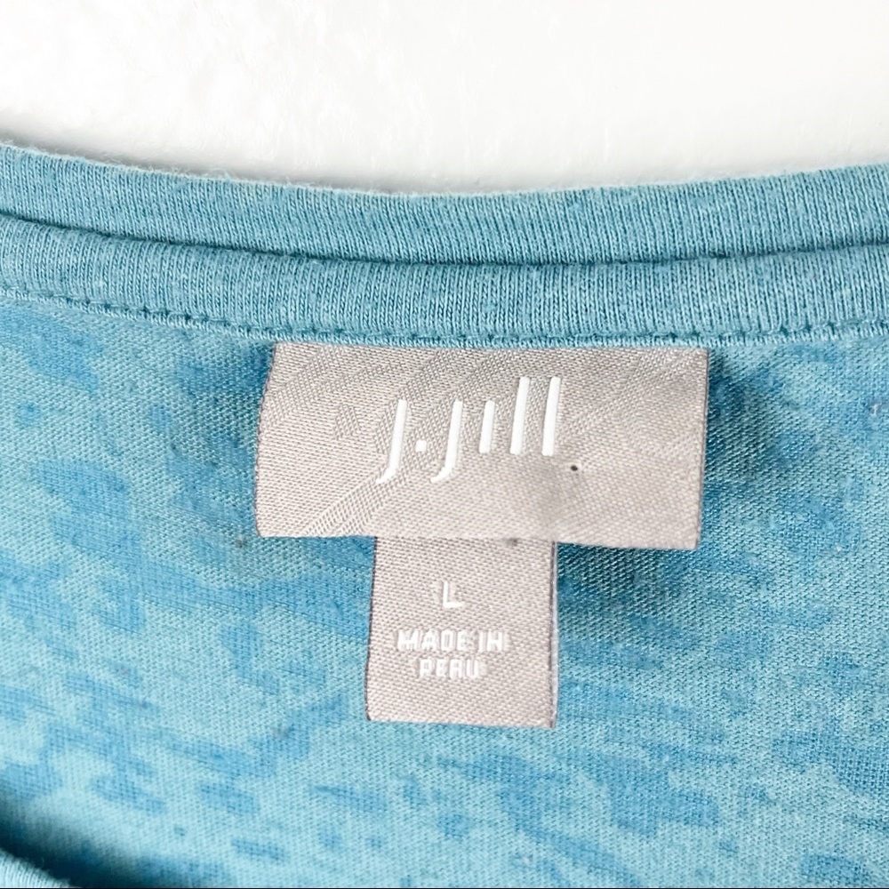 J. JILL 3/4 Sleeves Sheer Marled Burnout Top Large Mature Career Casual Neutral - Picture 3 of 7